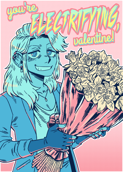 A Valentine's Card featuring Laura, and the phrase 'You're electrifying, Valentine!'